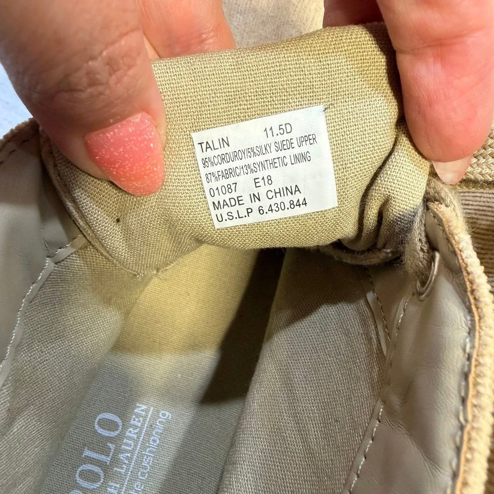 Polo Ralph Lauren Talin Tan Corduroy Suede Mid Top Sneakers Mens 11.5 D Horse